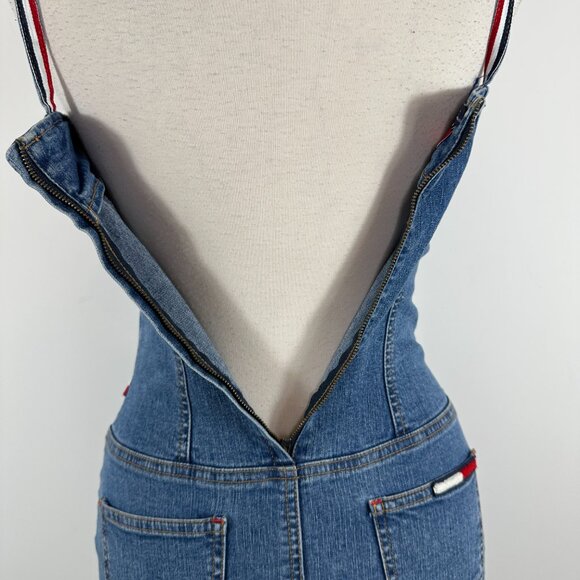 Vintage Y2K Tommy Hilfiger Denim Mini Dress Fitted Stretch Americana Size XS - Picture 9 of 12